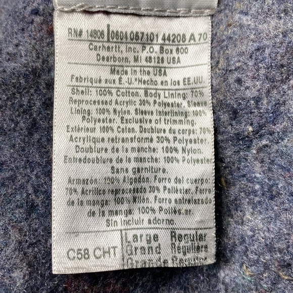 Vintage Carhartt C58 CHT Brown Blanket Lined Chore Barn Jacket Size Large - Picture 5 of 10